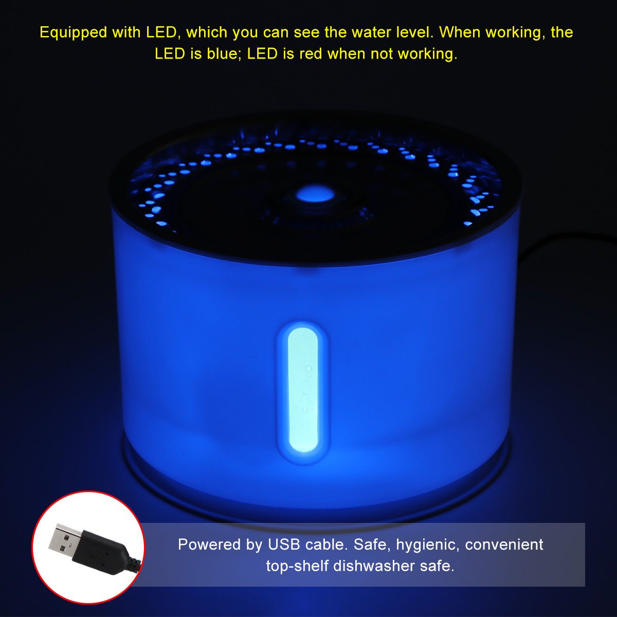 2.4L Automatic Pet Cat Water Fountain with LED Electric USB Dog Cat Pet Mute Drinker Feeder Bowl Pet Drinking Fountain Dispenser - PawFlow