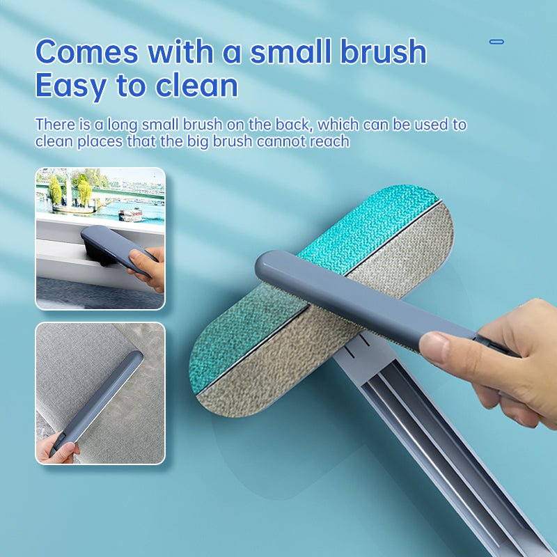 3-in-1 Pet Hair Remover Brush: Long-handle window & pet fur cleaning tool for cat/dog hair. - PawFlow