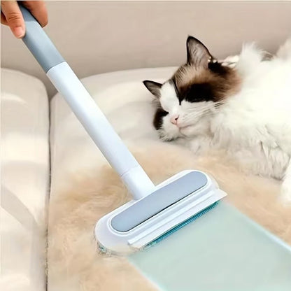 3-in-1 Pet Hair Remover Brush: Long-handle window & pet fur cleaning tool for cat/dog hair. - PawFlow