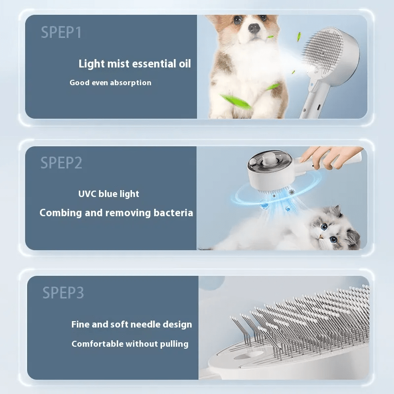 Animal Hair Remover Brush Dog And Cat Steam Brush Pet Self Cleaning Dog Brush Grooming Removes Cat Hairs Cat Dog Accessories Pet - PawFlow