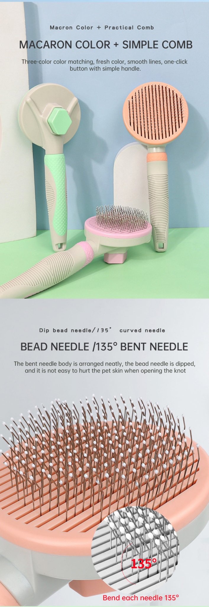 Pet Grooming Brush Self Cleaning Automatically Dog Cat Slicker Brush Remove Dog Hairs Pet Comb - PawFlow