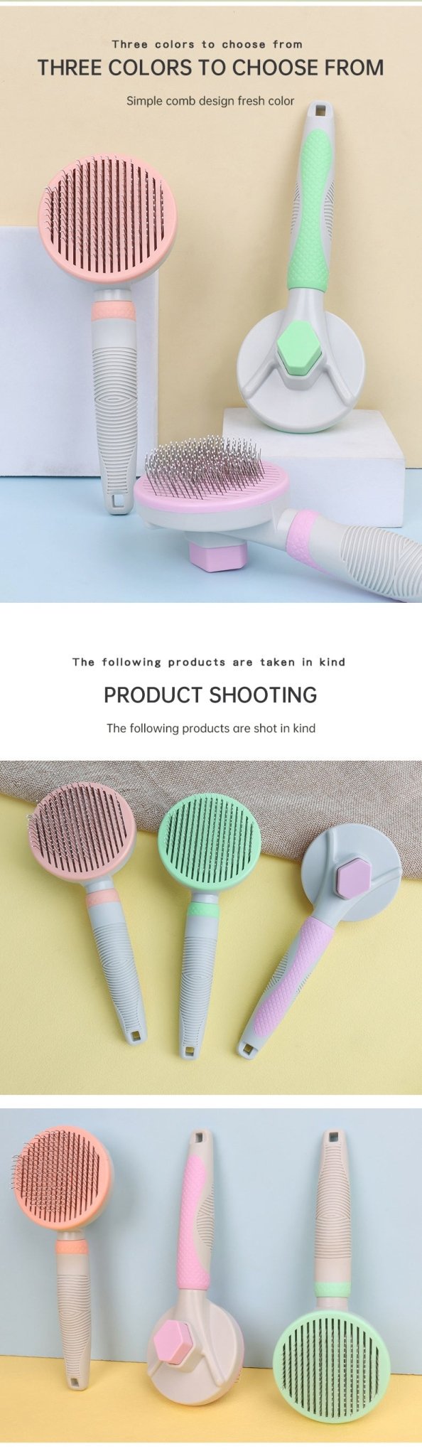 Pet Grooming Brush Self Cleaning Automatically Dog Cat Slicker Brush Remove Dog Hairs Pet Comb - PawFlow