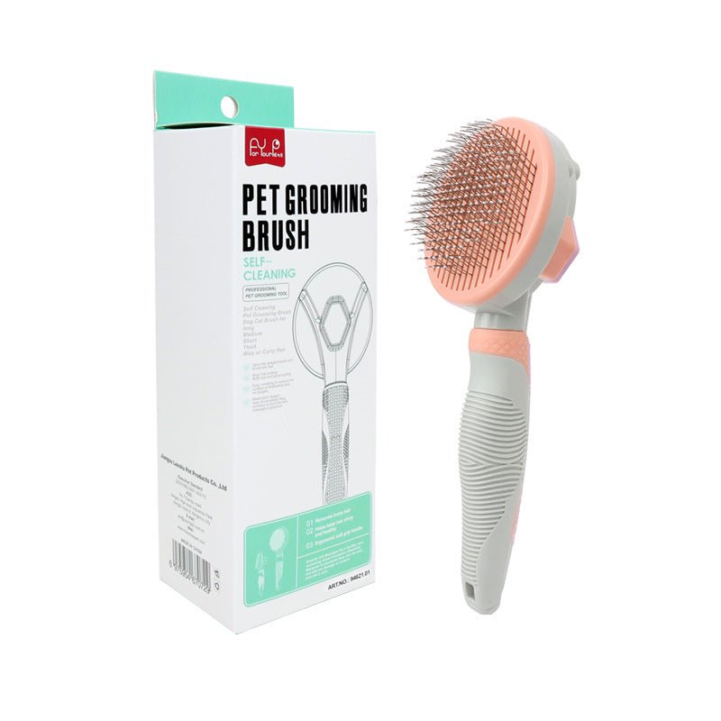 Pet Grooming Brush Self Cleaning Automatically Dog Cat Slicker Brush Remove Dog Hairs Pet Comb - PawFlow