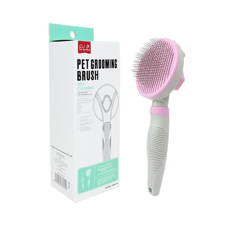 Pet Grooming Brush Self Cleaning Automatically Dog Cat Slicker Brush Remove Dog Hairs Pet Comb - PawFlow