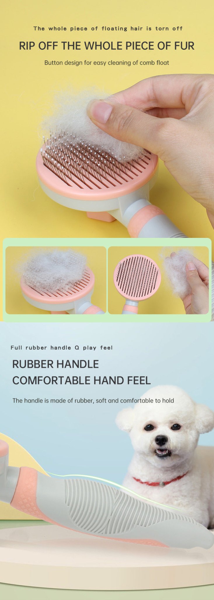 Pet Grooming Brush Self Cleaning Automatically Dog Cat Slicker Brush Remove Dog Hairs Pet Comb - PawFlow