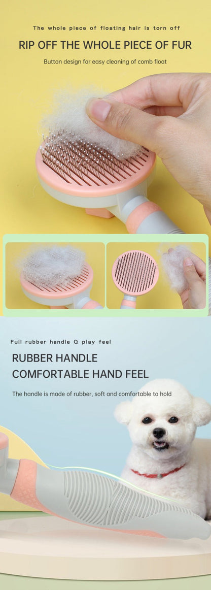 Pet Grooming Brush Self Cleaning Automatically Dog Cat Slicker Brush Remove Dog Hairs Pet Comb - PawFlow