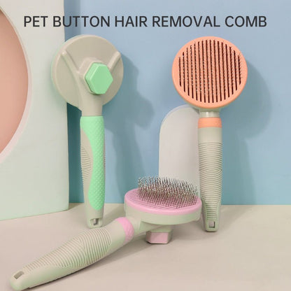 Pet Grooming Brush Self Cleaning Automatically Dog Cat Slicker Brush Remove Dog Hairs Pet Comb - PawFlow