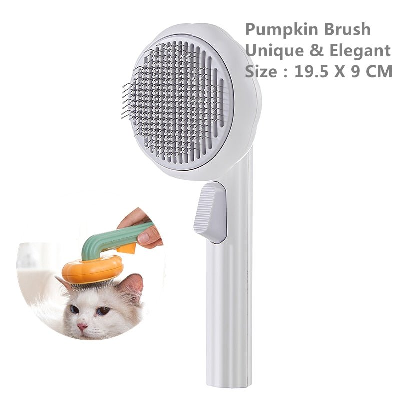 Pumpkin Pet Brush, Self Cleaning Slicker Brush for Shedding Dog Cat Grooming Comb Removes Loose Underlayers and Tangled Hair - PawFlow