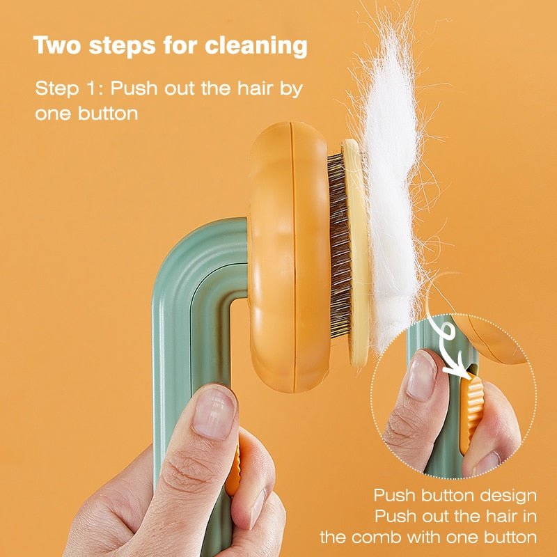 Pumpkin Pet Brush, Self Cleaning Slicker Brush for Shedding Dog Cat Grooming Comb Removes Loose Underlayers and Tangled Hair - PawFlow