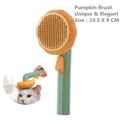 Pumpkin Pet Brush, Self Cleaning Slicker Brush for Shedding Dog Cat Grooming Comb Removes Loose Underlayers and Tangled Hair - PawFlow