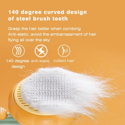 Pumpkin Pet Brush, Self Cleaning Slicker Brush for Shedding Dog Cat Grooming Comb Removes Loose Underlayers and Tangled Hair - PawFlow