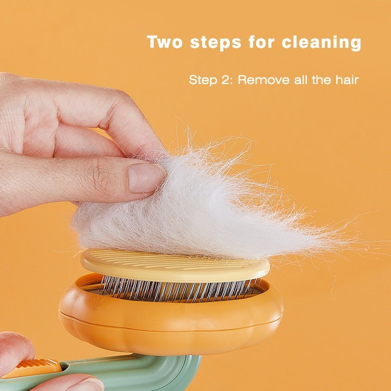 Pumpkin Pet Brush, Self Cleaning Slicker Brush for Shedding Dog Cat Grooming Comb Removes Loose Underlayers and Tangled Hair - PawFlow